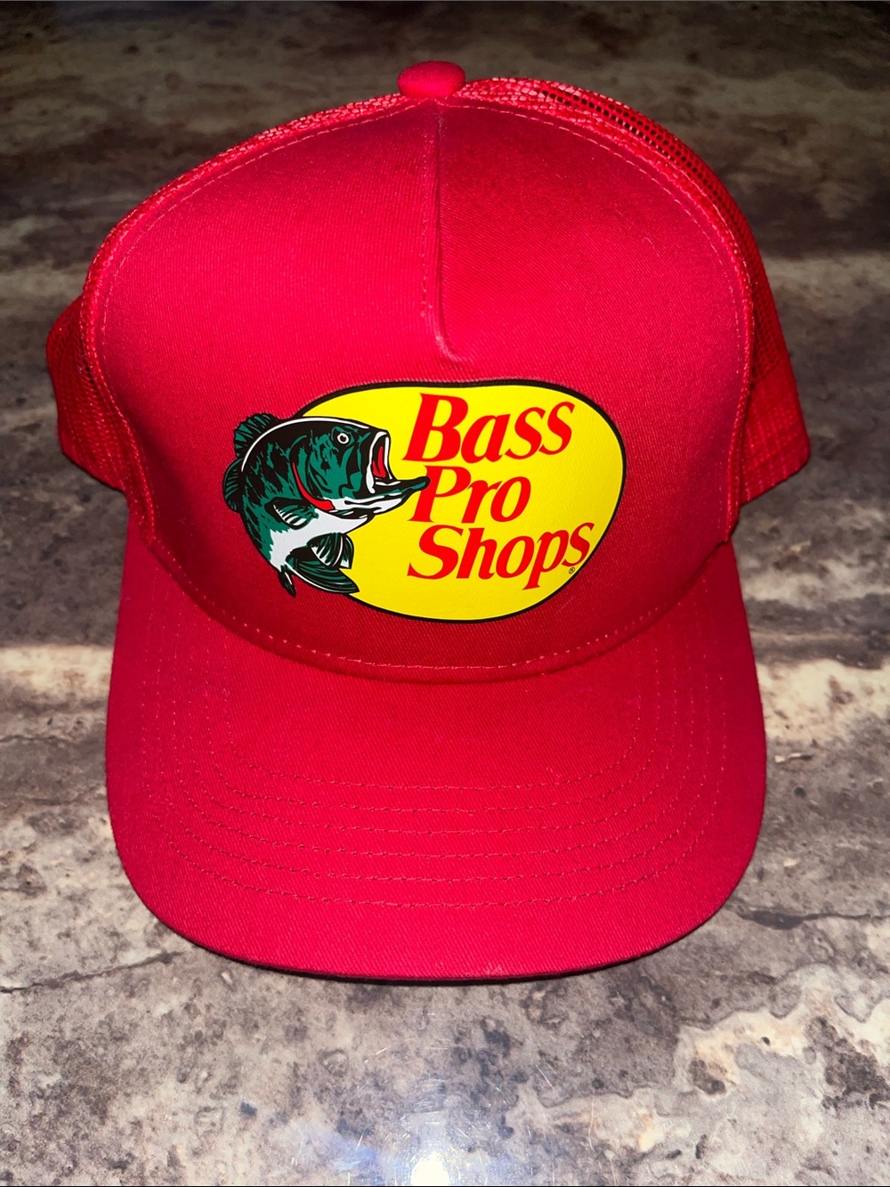 Bass Pro Shops Red Logo Mesh Trucker Cap